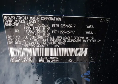 2018 Toyota Rav4 Le from USA, damaged, VIN JTMBFREV2JJ206013